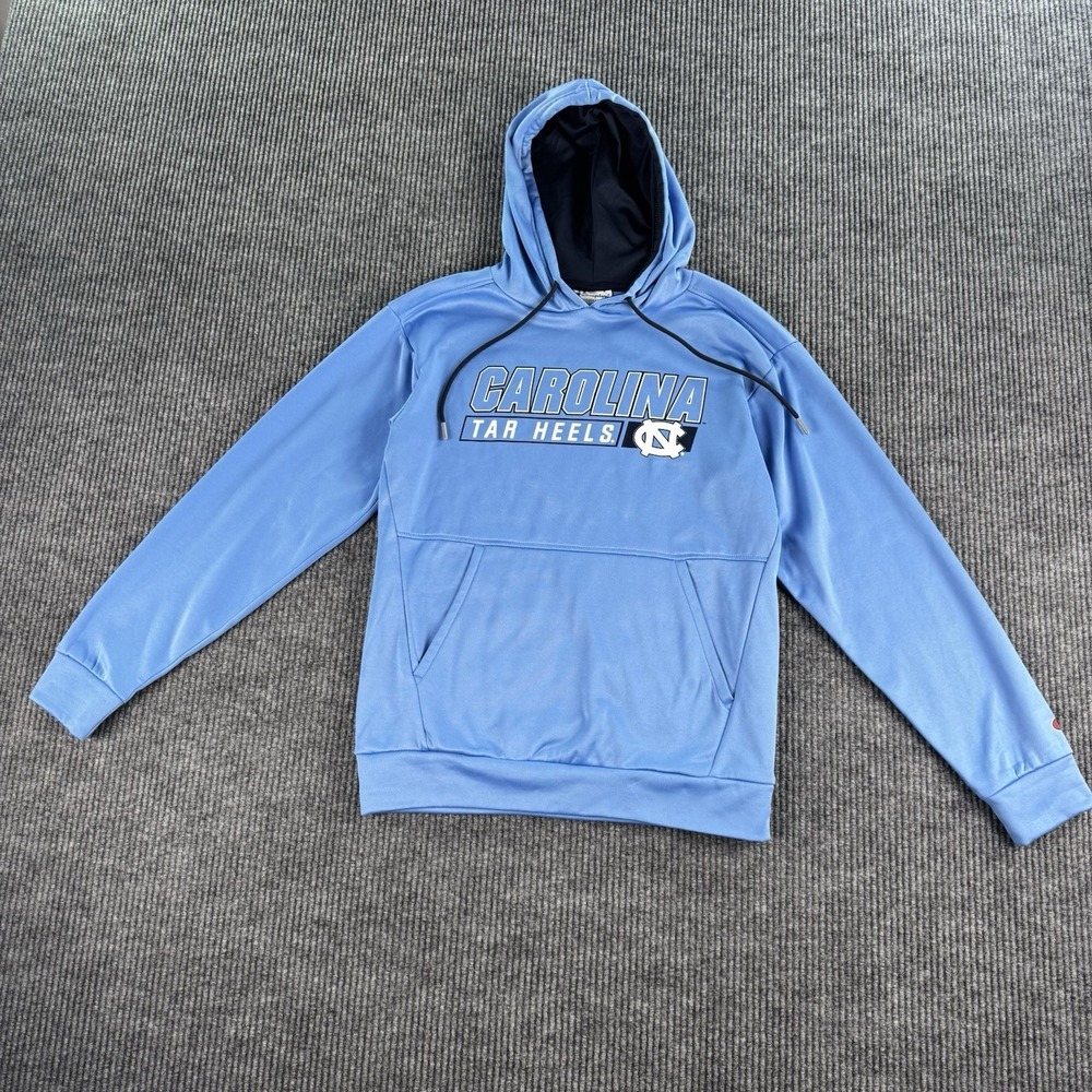 North Carolina Tar Heels Hoodie Men Small Blue Champion Team NCAA Spell Out Logo